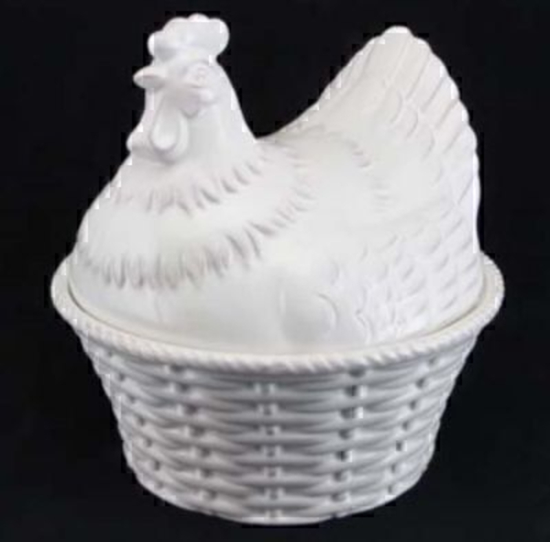 White ceramic hen shapped egg holder by Gisela Graham. Would make a great quirky gift for a new home. Size 18x18x17cm